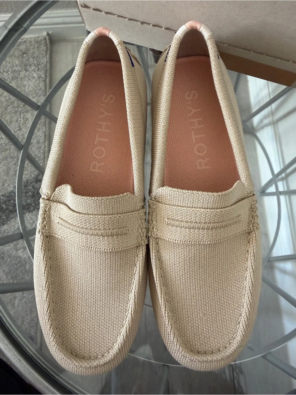 Rothy’s The Driver Loafers Women’s 7 Tan Beige Knit Slip On Flats